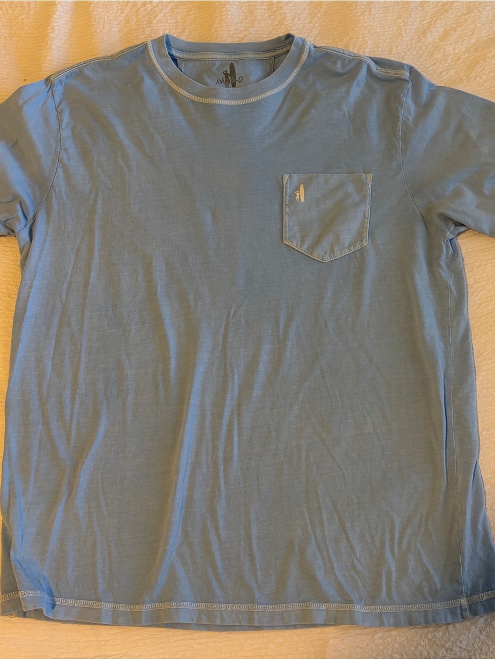 Johnnie-O Men’s Large Blue Pocket T-Shirt Sunset Ocean Graphic